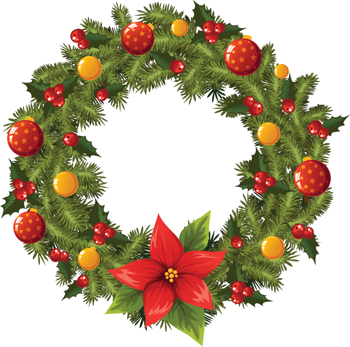 Christmas Wreath Garland Clip Art - Christmas Wreath Garland Clip Art (1186x1173)
