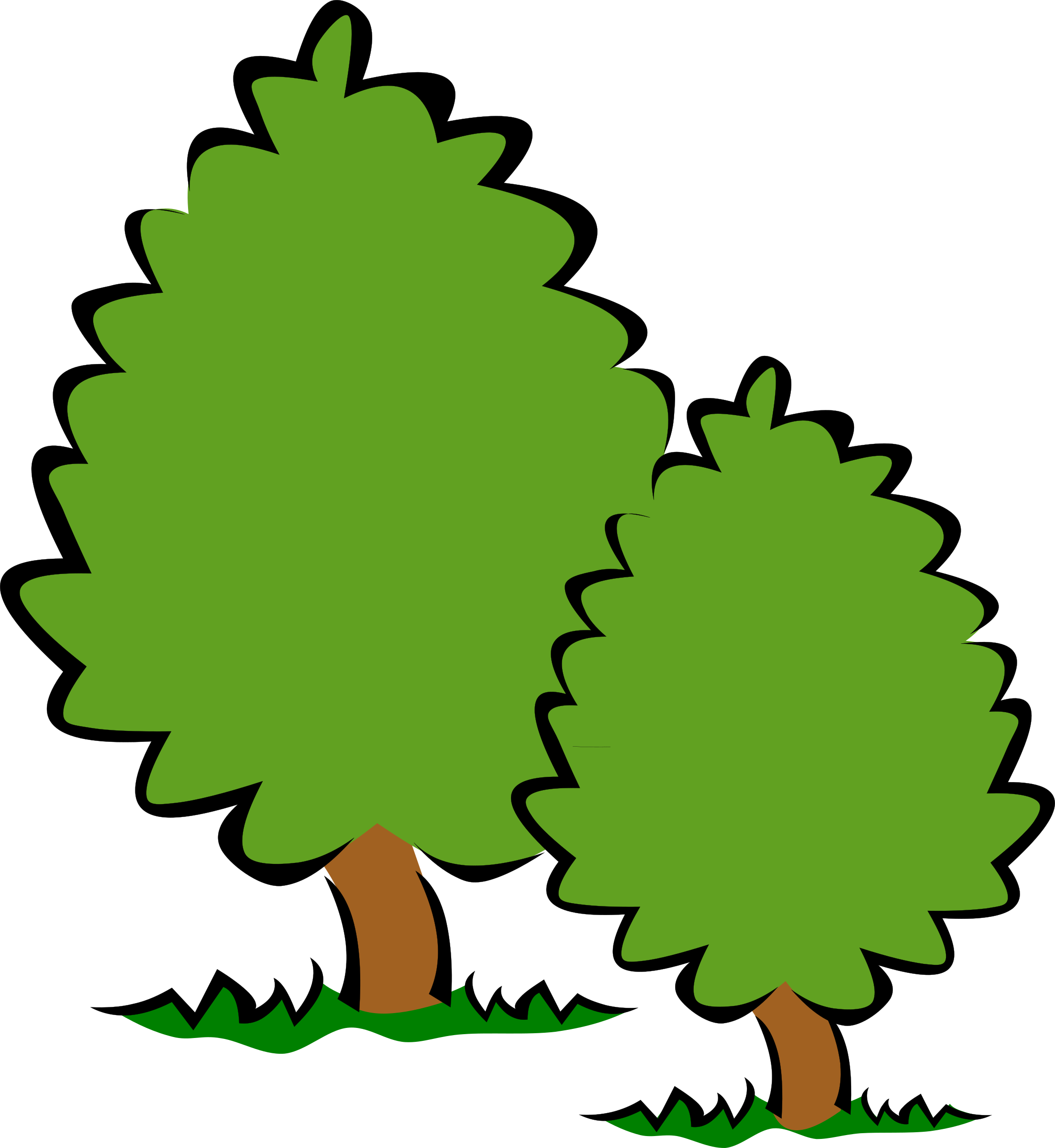 Tree Clipart Transparent Background - Big And Small Trees (2205x2400)