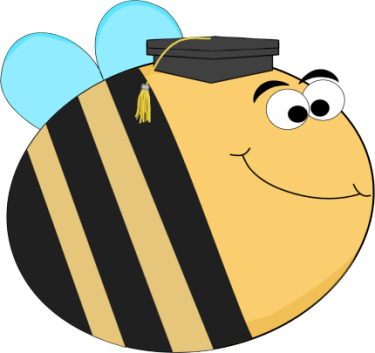 Funny Bee Wearing A Graduation Cap Clipart - Bee With Graduation Cap (375x353)