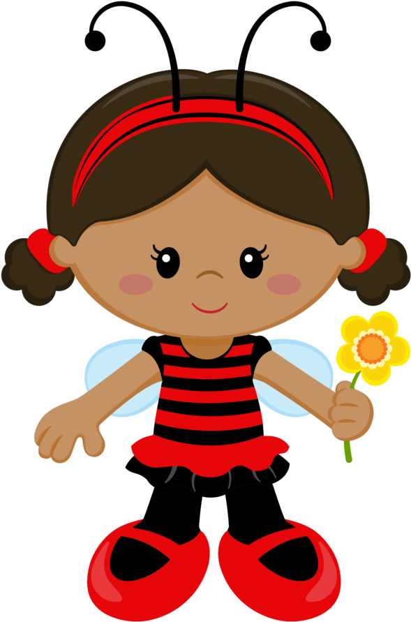 Say Hello - Desenho De Joaninha Menina (594x900)