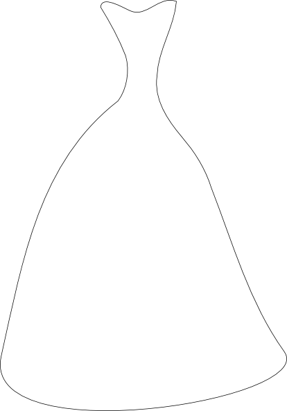 Gown Cliparts - White Wedding Dress Silhouette (414x592)