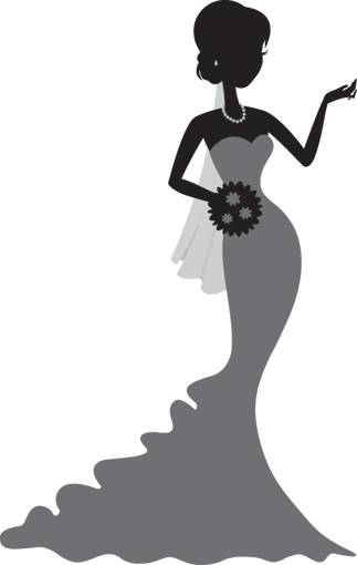 Bridal Silhouette Clip Art - Bride Silhouette Clip Art (323x510)