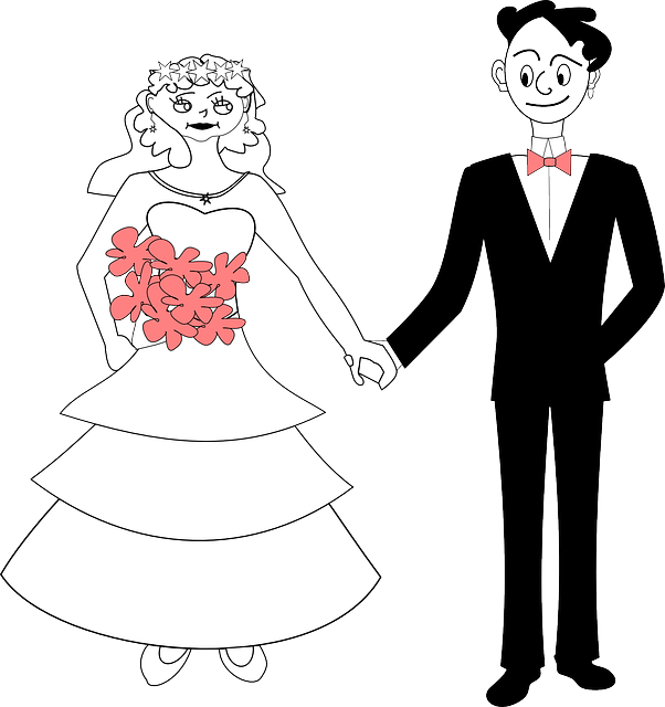 Married Wedding, Bride, Groom, Holding Hands, Couple, - Clip Art (602x640)