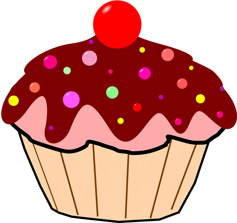 Cupcake Chocolate Icing Smarties Cherry Birthday - Cup Cake Clip Art (799x720)