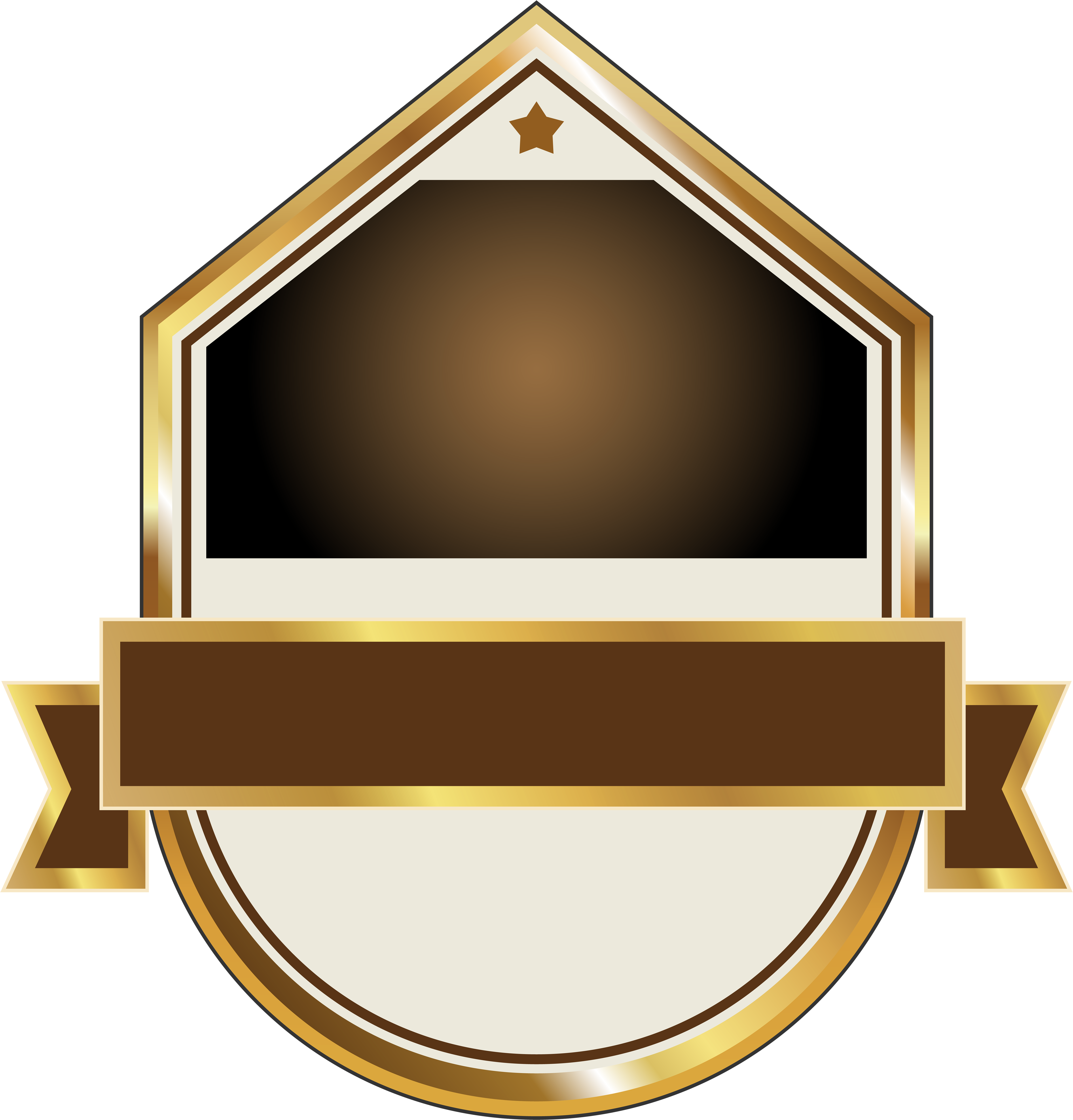 Gold And Brown Label Png Clipart Image - Brown Ribbon Banner Png (5000x5262)