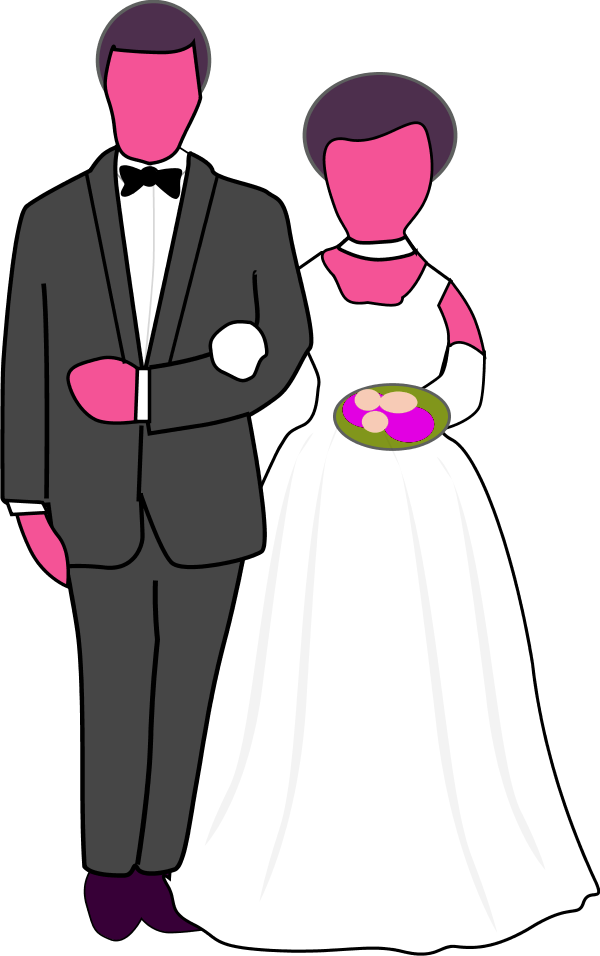 Vector Clip Art - Bride And Groom Clipart (600x956)