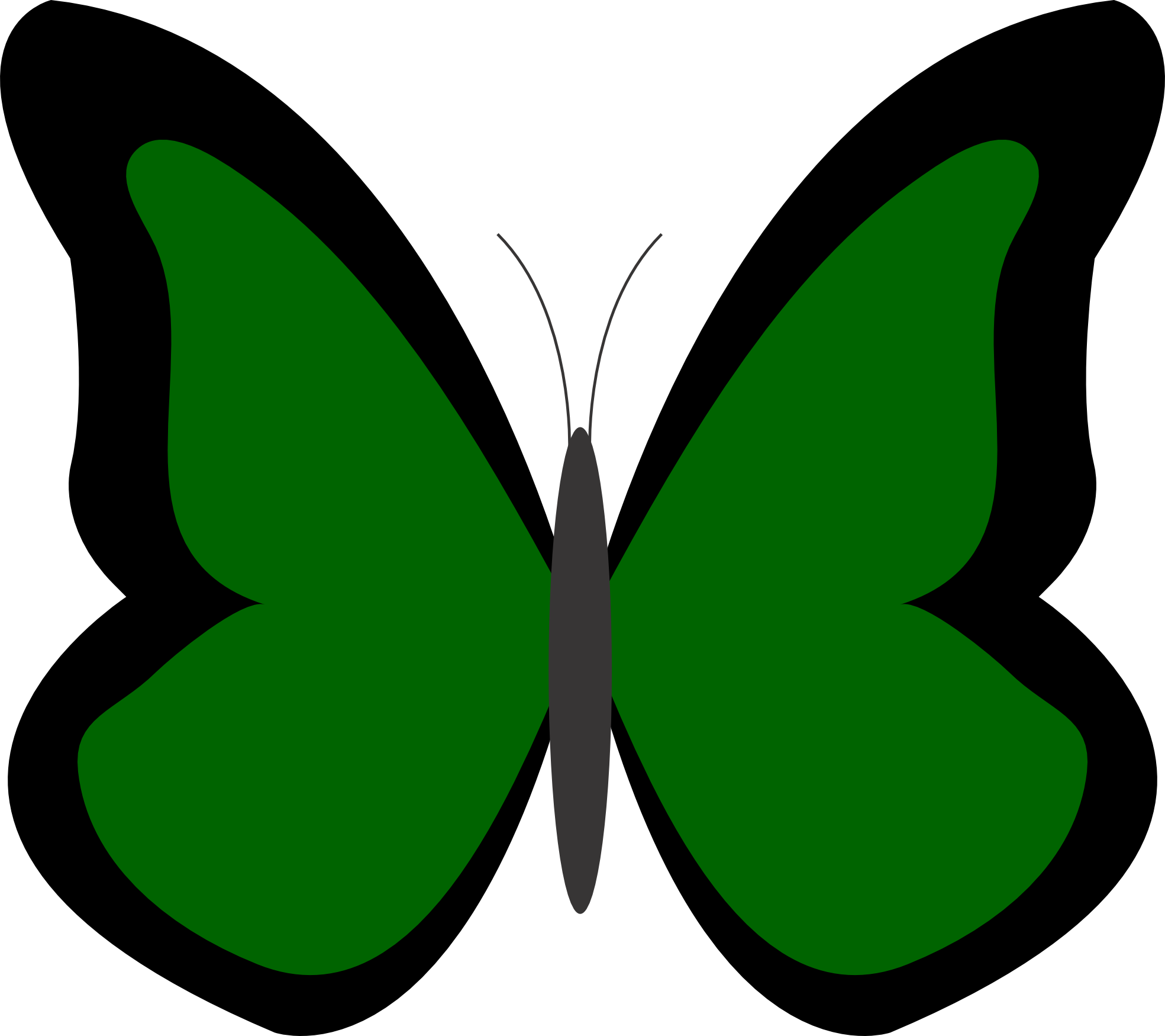 Dark Green Butterfly Clipart (1969x1750)