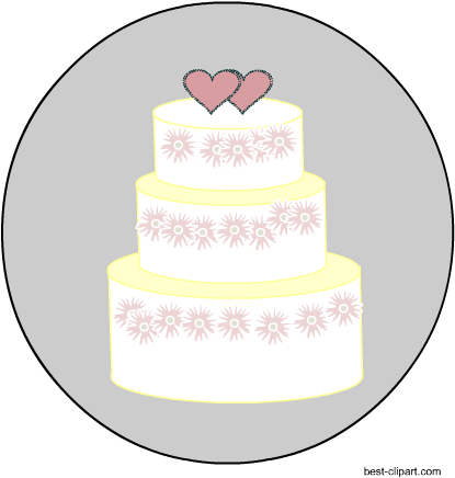 Big Wedding Cake With Two Hearts, Free Png Clip Art - Wedding Cake (450x450)