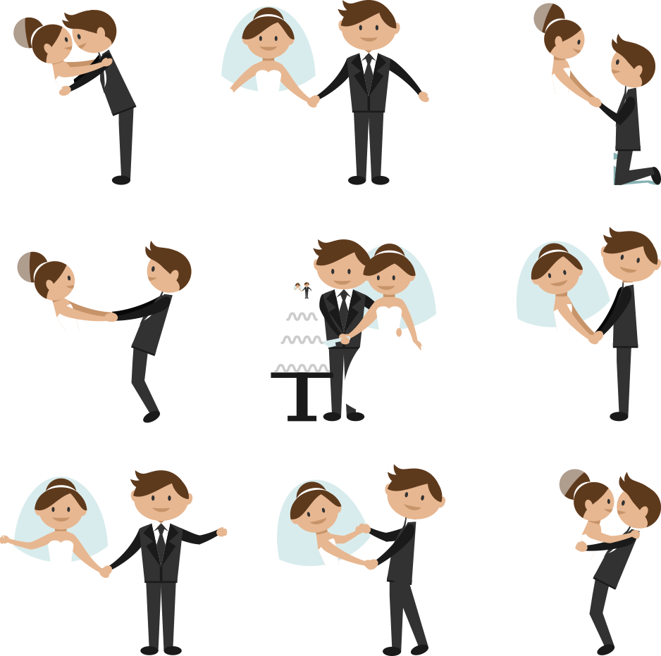 Wedding Invitation Clip Art - Wedding Couple Vector Art (938x932)