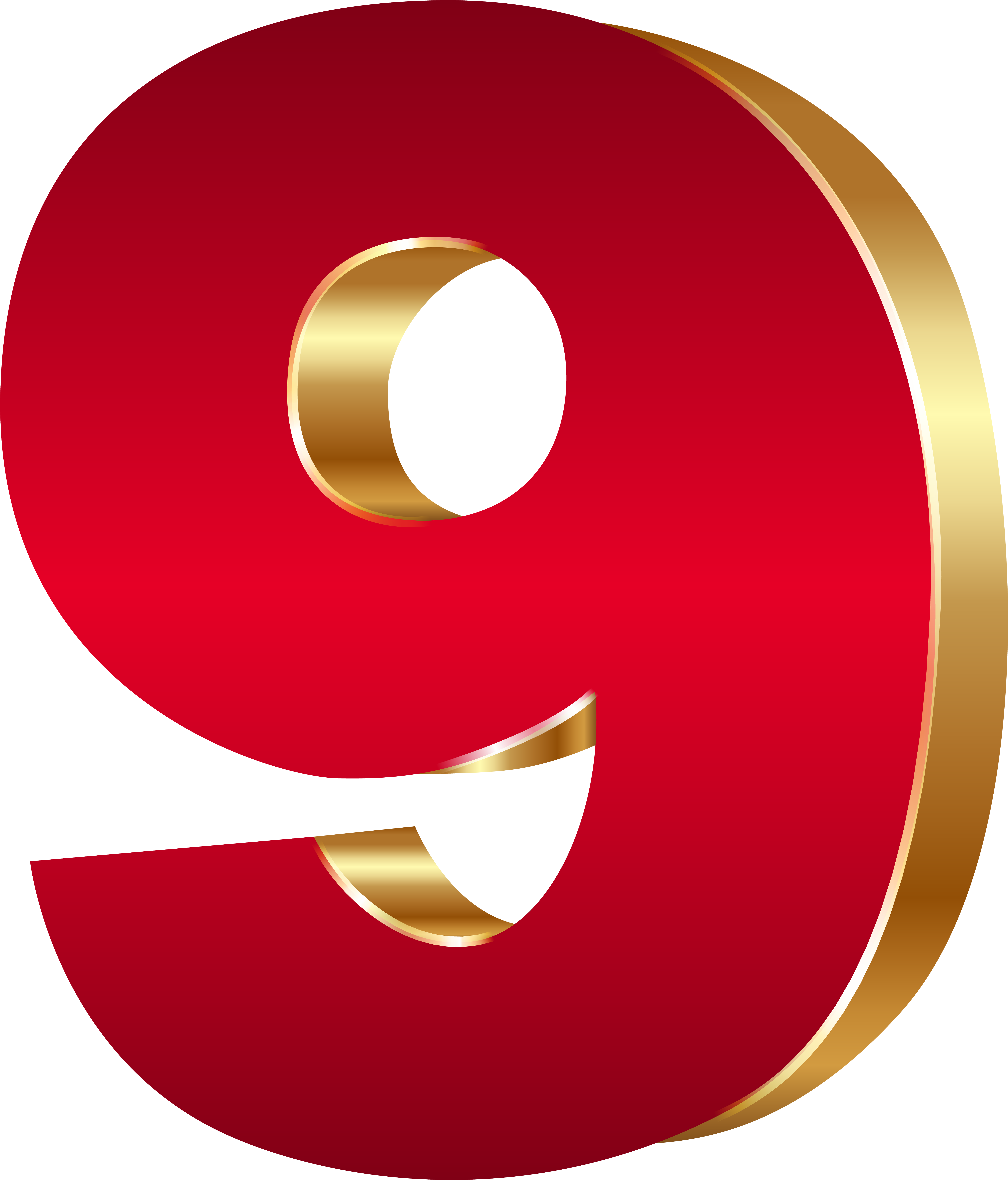3d Number Nine Red Gold Png Clip Art Image - 3d Number Nine Red Gold Png Clip Art Image (6838x8000)