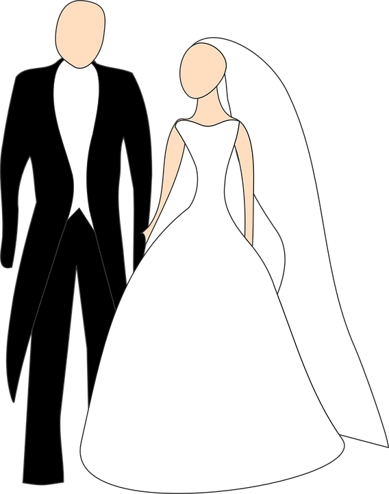 Bride Broom Wedding Dress Smoking Marriage Couple - Bride And Groom Clipart (568x720)