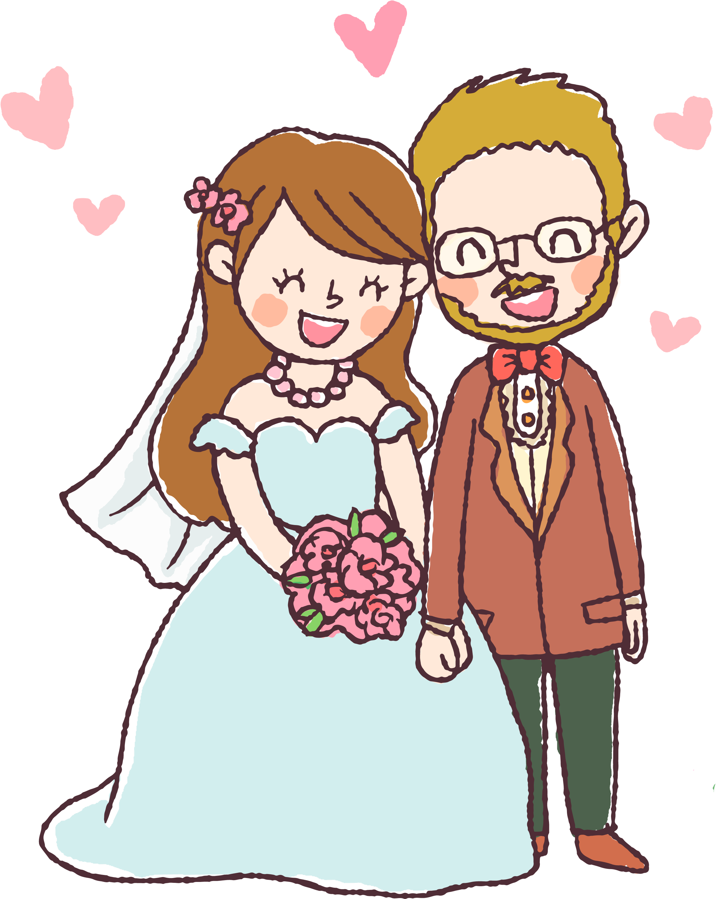 Black And White Version Colored Version - Marriage Drawing (2550x3300)