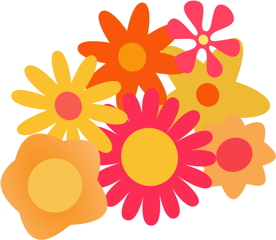 Flower Cluster Cartoon Svg Vector File, Vector Clip - Orange And Pink Flower Clip Art (1000x913)