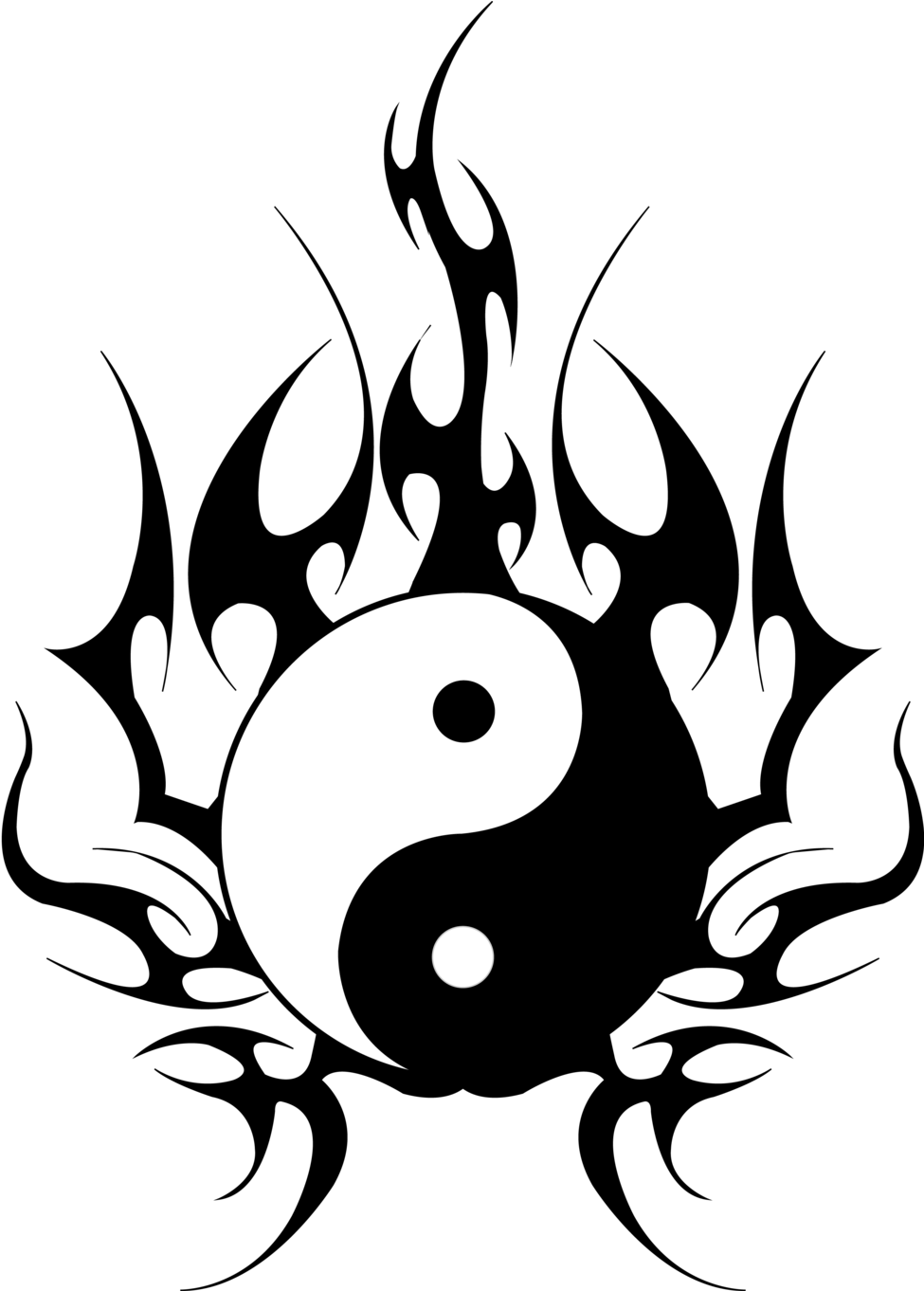 Yin Yang Tribal Design By Studiumdesign On Clipart - Tattoo Drawing Yin Yang (1024x1361)