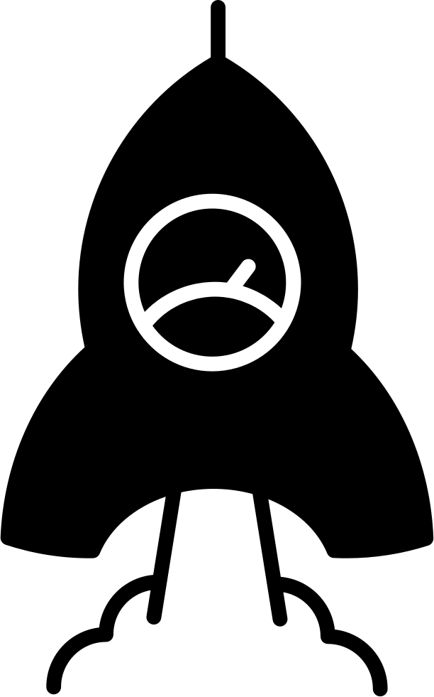 Space Ship Silhouette With Speedometer Launching Comments - Icon (612x981)