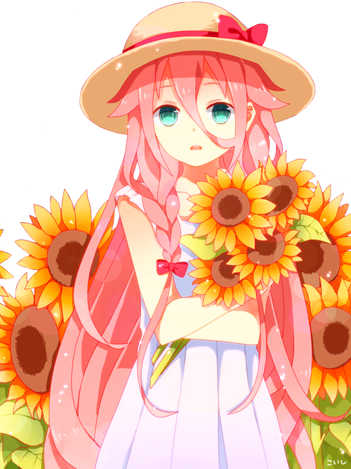 Sunflower Girl Render By Lraskie - Render Anime Girl Sunflower (500x667)