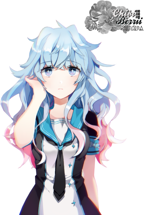 Anime Render - Anime Girl With Blue And Pink Hair (600x750)