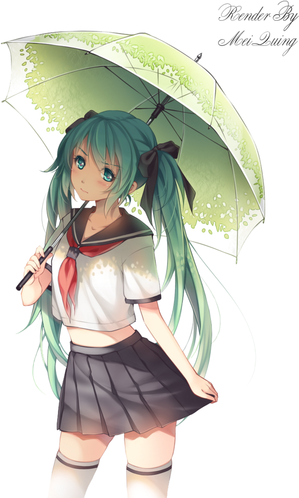 Render [ - Anime Girl Holding Umbrella (748x1069)
