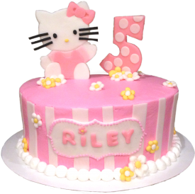 Pink Hello Kitty Birthday Cake With Stand-up Topper - Cake (500x375)