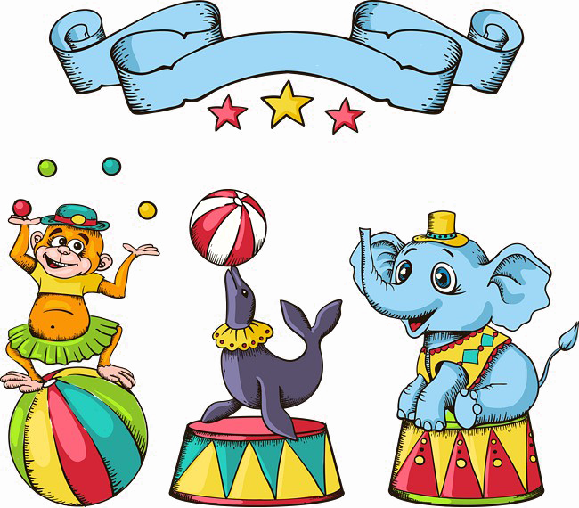 Circus Animals Png Transparent Image - Cartoon Circus Animals (650x570)