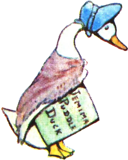 Beatrix Potter Inside Cover Jemima Puddle Duck Transparent - Beatrix Potter Clip Art Duck (453x566)