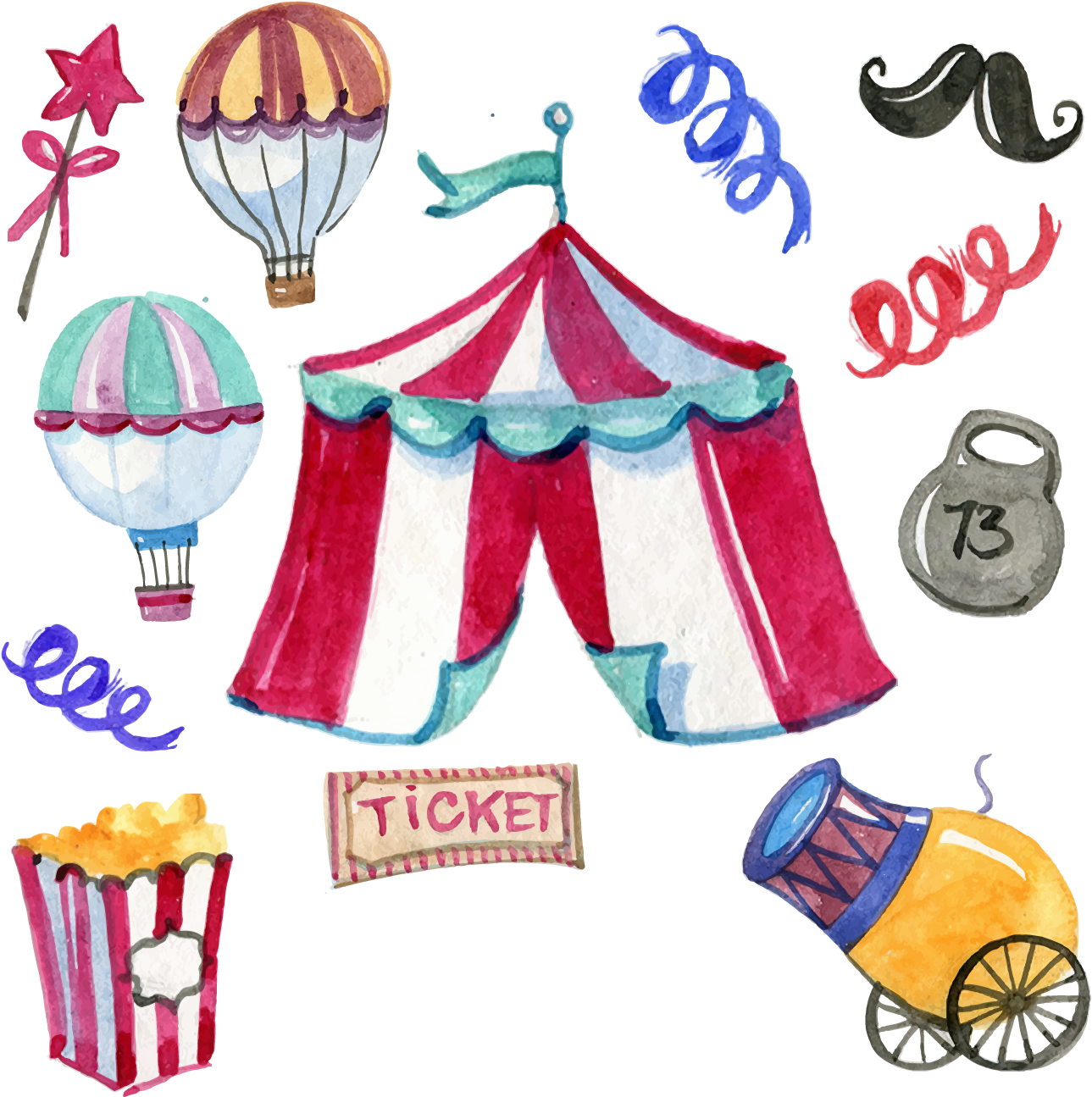 Circus Watercolor Painting Graphic Design - Circus Watercolor (1500x1500)