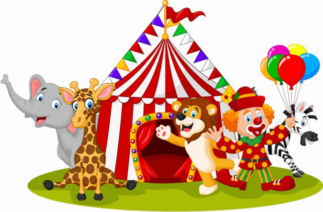 Circus Animals Free Png Image - Circus Cartoon (650x428)