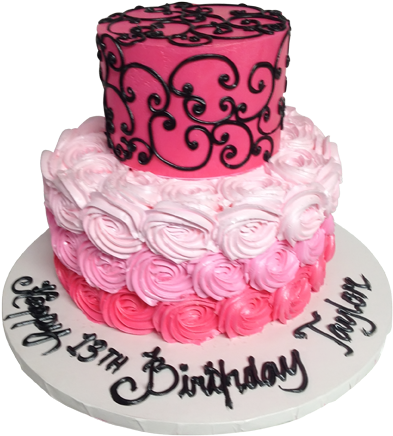 Pink Flower Cake - Cake (500x500)
