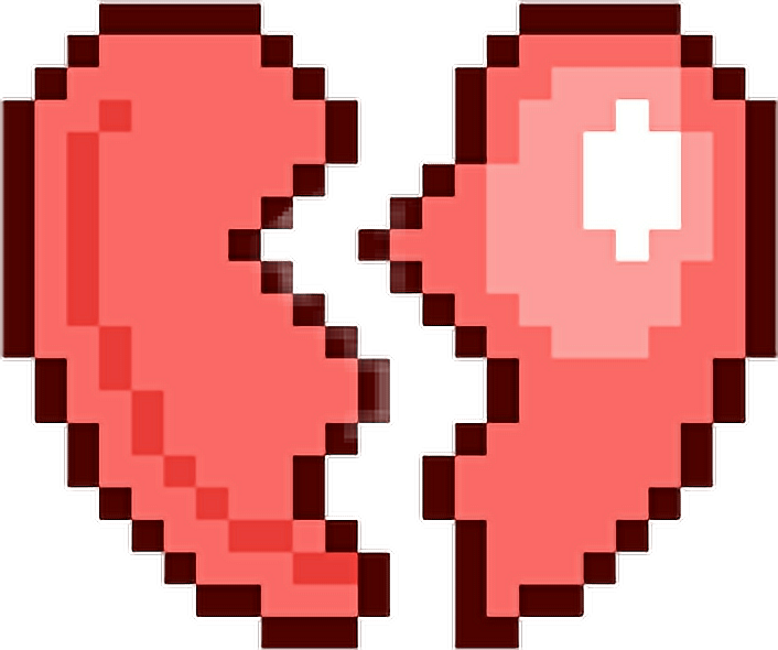 Heart Heartbreak Sad Emoji 💔 Kawaii Cute Pixel Pixels - Pixel Art Emoji Heart (706x590)