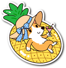 Corgi Pineapple Pool Float, Dog Vinyl Sticker Dog Animal - Corgi Stickers (350x350)