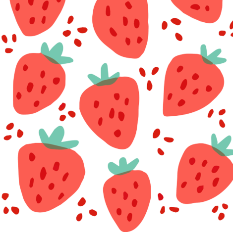 Strawberry Patch Fabric By Ellolovey On Spoonflower - Black, Pink, And Red Custom Wallpaper By Ellolovey (470x469)