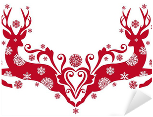 Vinilo Pixerstick Ciervos De La Navidad Con Copos De - Christmas Reindeers With Snowflak Picture Ornament (400x400)
