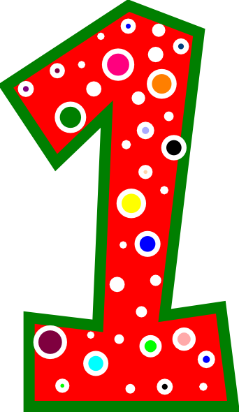 1 Clipart Snowflake Clipart - Polka Dot Number 1 (342x590)