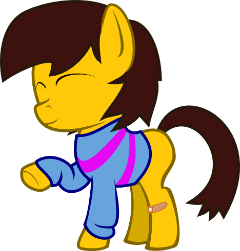 Derjuin, Bandaid, Crossover, Frisk, Ponified, Safe, - My Little Pony Frisk (468x491)