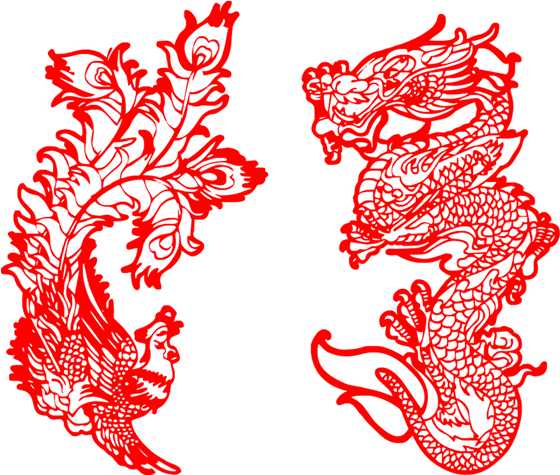 Papercutting Chinese Paper Cutting Clip Art - 龙凤 矢量 图 (591x591)