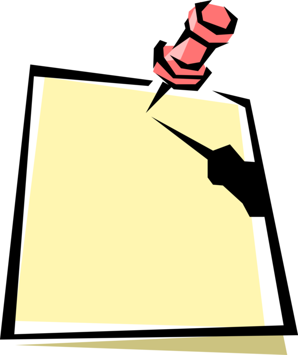 Vector Illustration Of Paper Message & Push Pin Thumb - Clipe De Papel Png (588x700)