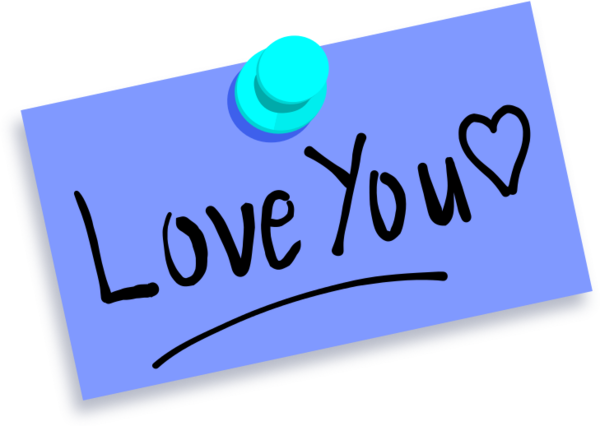 Art Thumbtack Note Love You - Love You Clip Art Blue (600x426)