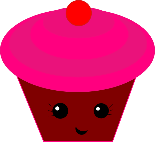 Pink Cupcake Two Swirls Hi Clipart - Clip Art (600x550)