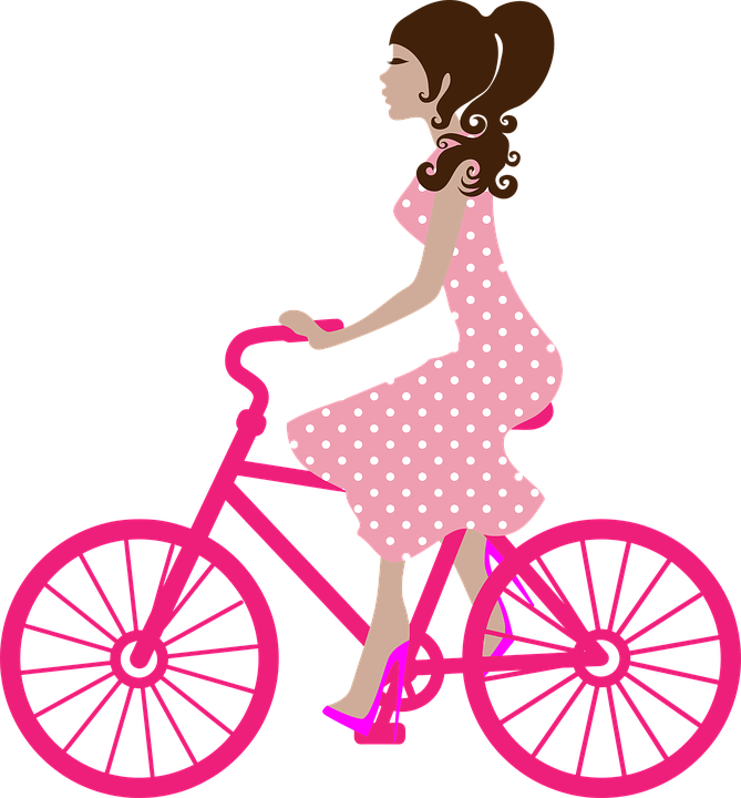 Bicycle Cliparts 3, Buy Clip Art - Girl On Bike Png (669x720)