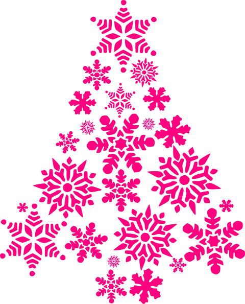Pink Snowflake Tree Clip Art At Clker - Pink Christmas Tree Png (480x595)