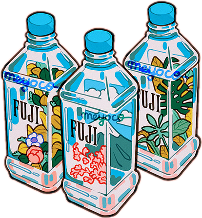 Aesthetic Bottles Water Fuji Aes Tumblr Anime Retro - Meyoco Water (414x447)