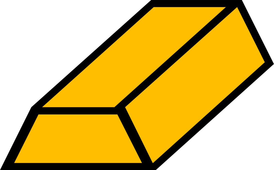 Vector Illustration Of Gold Bar, Gold Precious Metal - Roof Clip Art (1130x700)