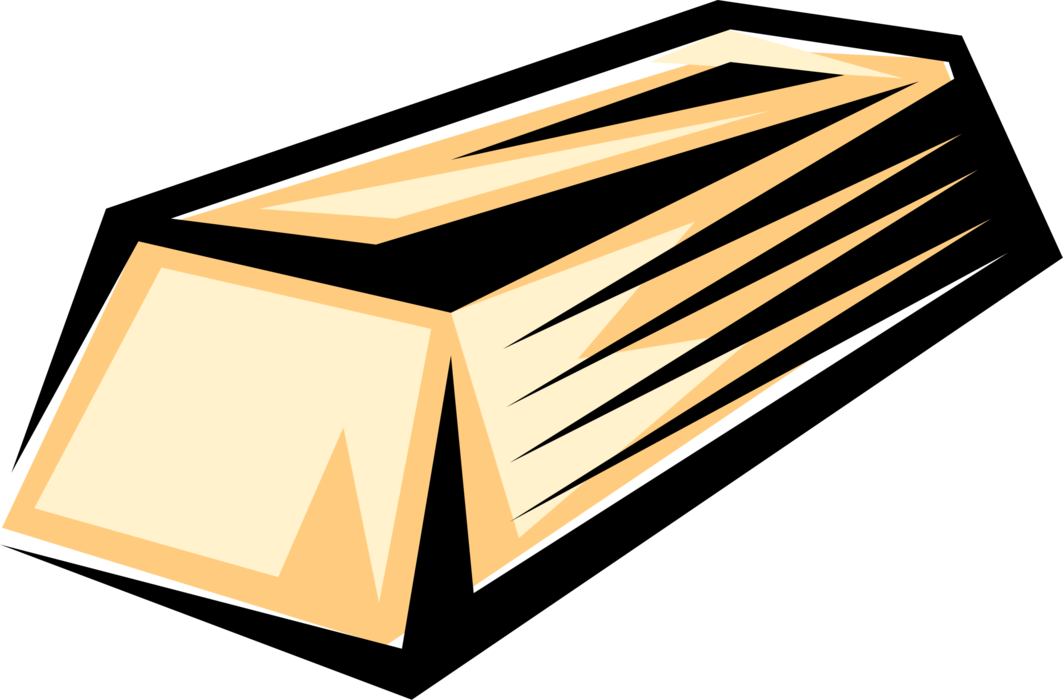 Vector Illustration Of Gold Bar, Gold Precious Metal - Gold Bar Clipart (1063x700)