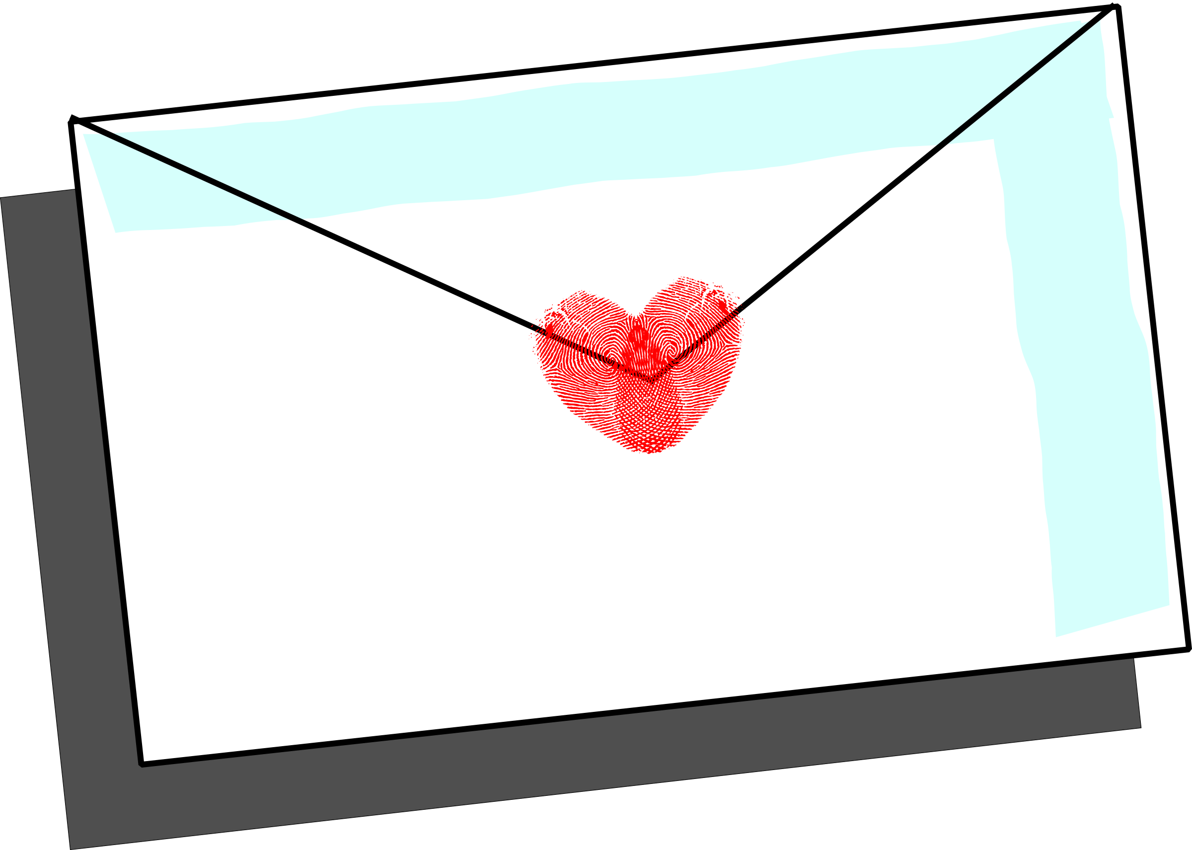 Letter With Fingerprint Heart - Heart (2400x1711)