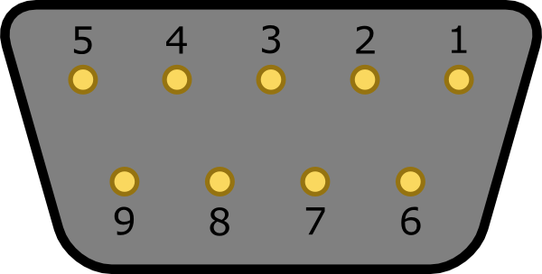 Free Vector Serial Port Female Socket Clip Art - Db9 Female (600x304)