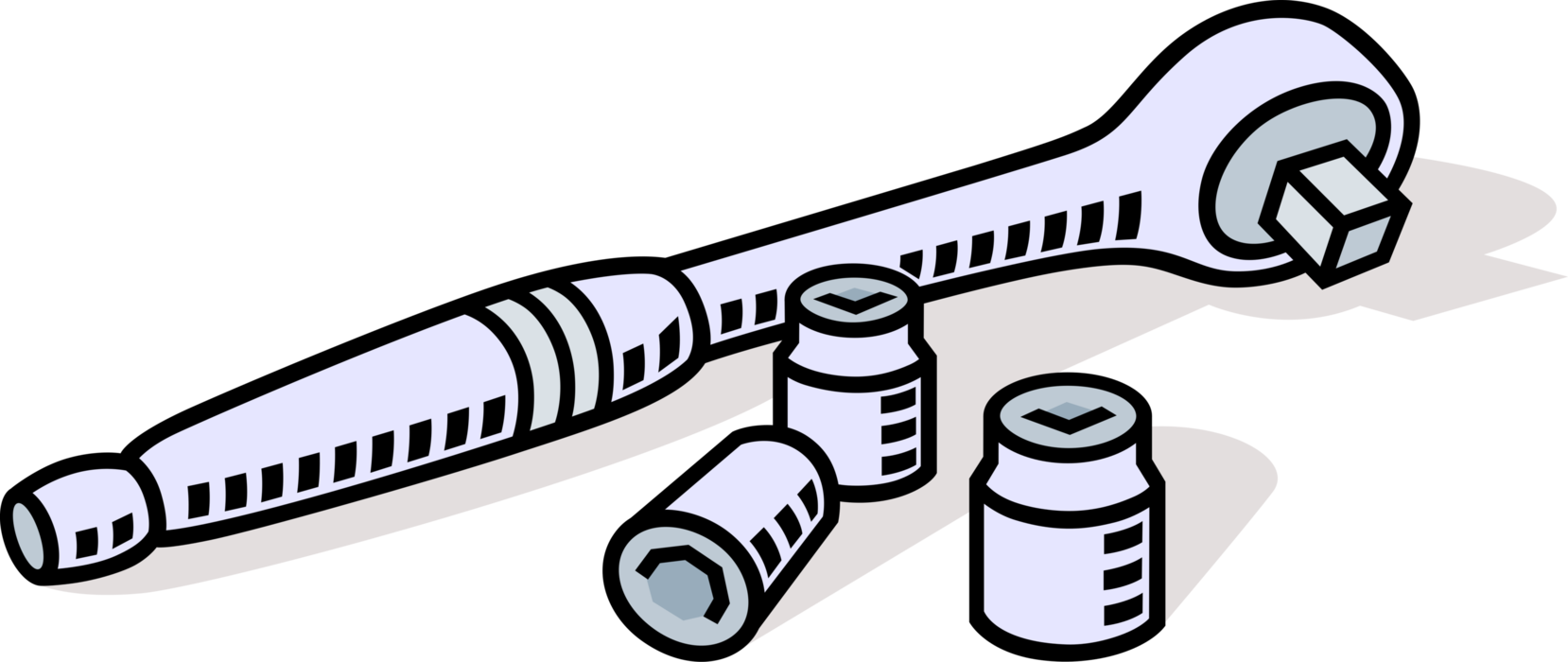 Vector Illustration Of Ratcheting Socket Wrench Hand - Socket Wrench Clipart (1658x700)