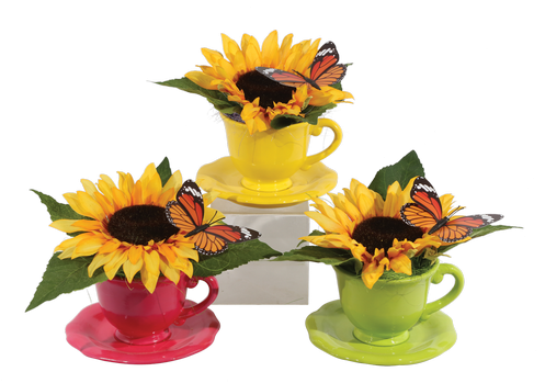 Silk Flower Power Sunflower Tea Cup • - Teacup (500x611)