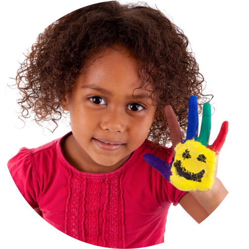 A Black American Child Showing Her Painted Palm - Painting (503x503)