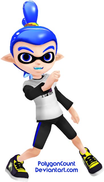 Inkling Boy Model By Polygoncount - Blue Inkling Boy Face (449x680)