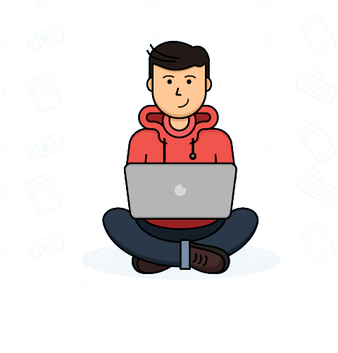 Computer Download Icon - Joven En El Computador (500x500)